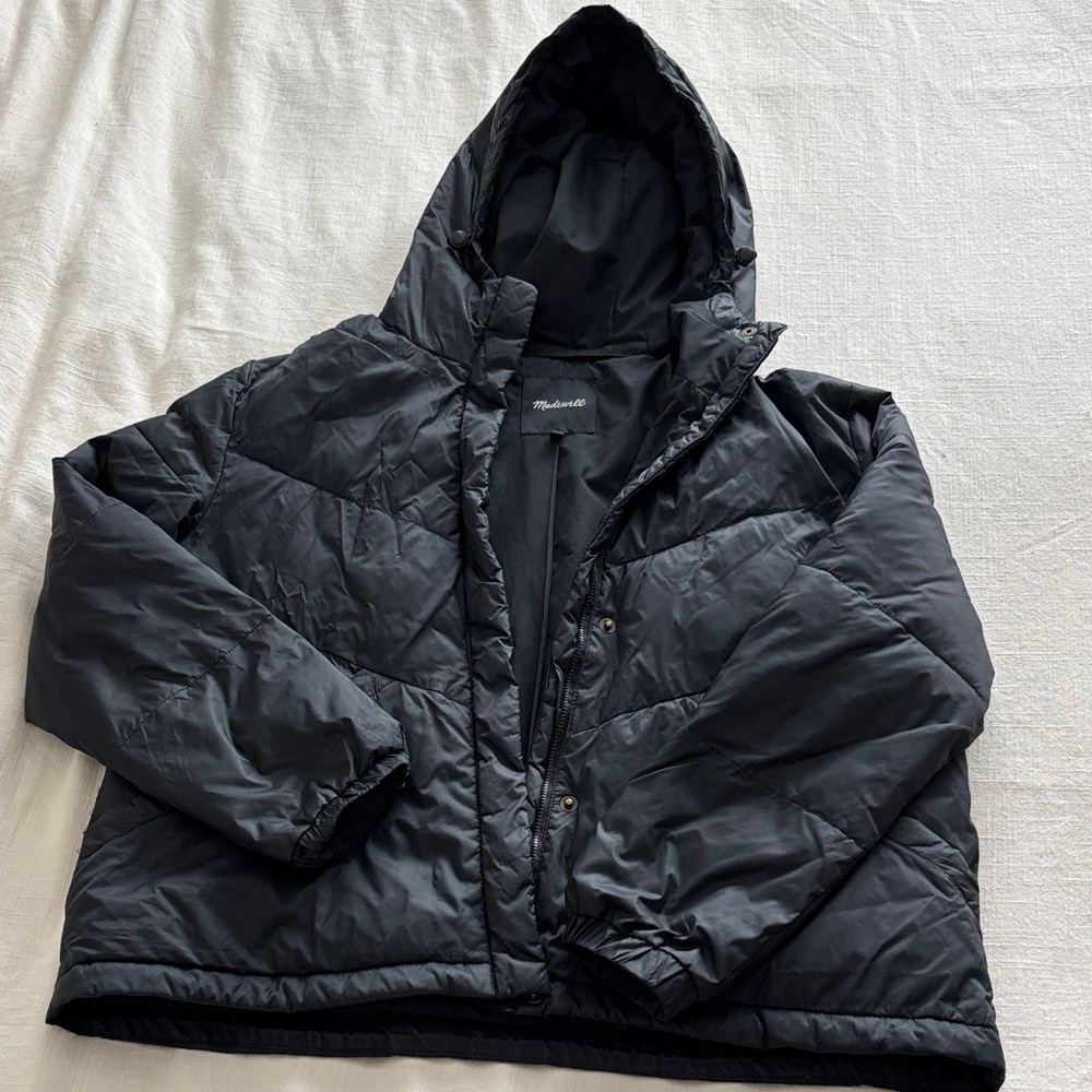 Madewell Black Hooded Puffer Jacket